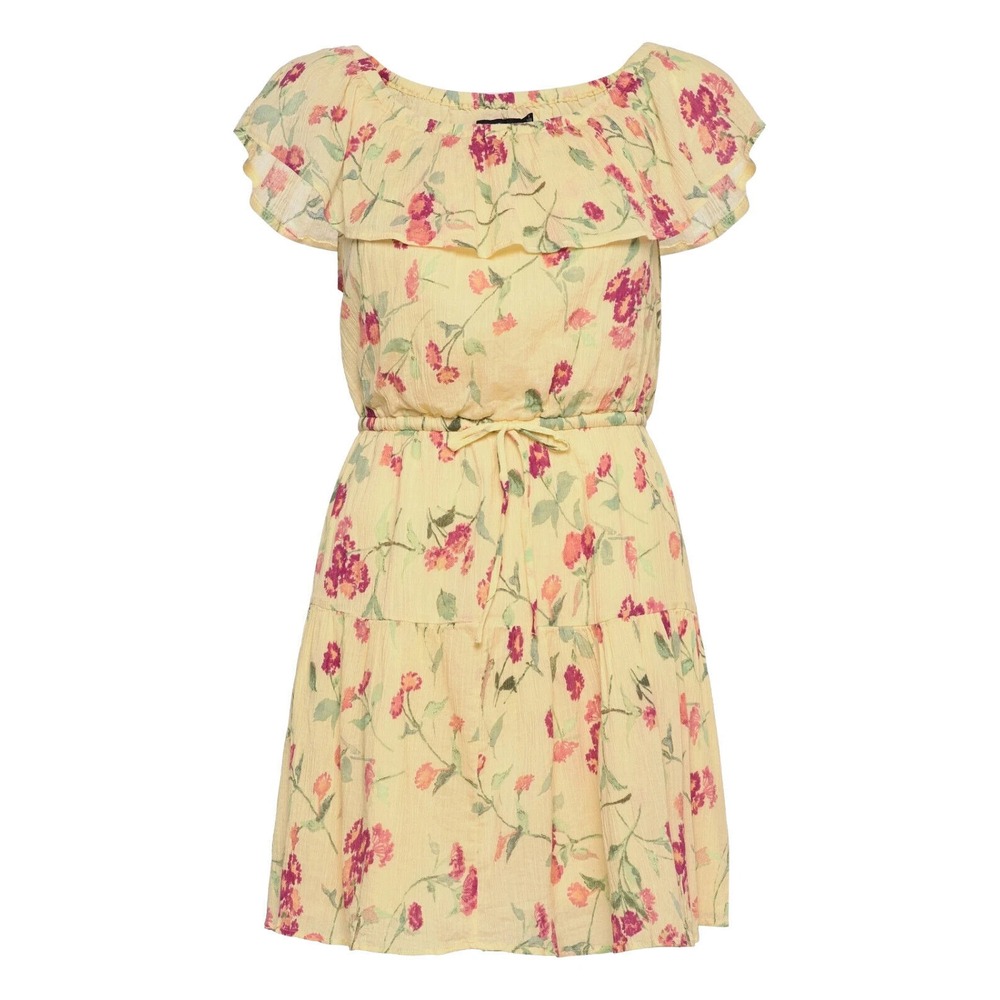 LAUREN RALPH LAUREN Floral Crinkled Cotton Dress Yellow Size 16